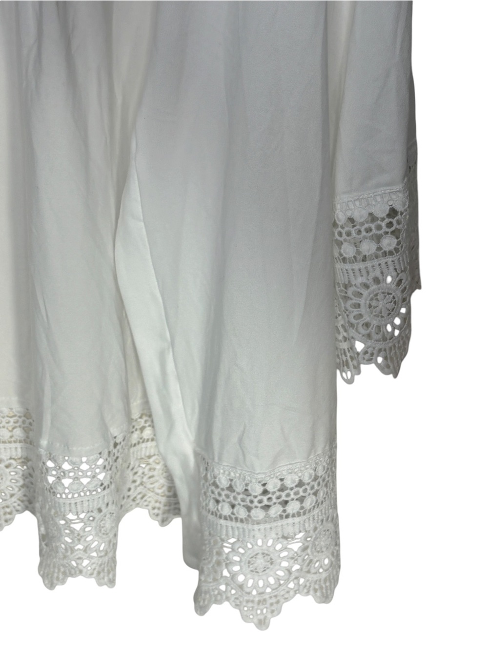 Snowflake L/XL White Lace Crochet Trim Open Front Cardigan NWT Boho - Picture 3 of 5
